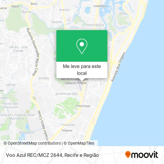 Voo Azul REC/MCZ 2644 mapa