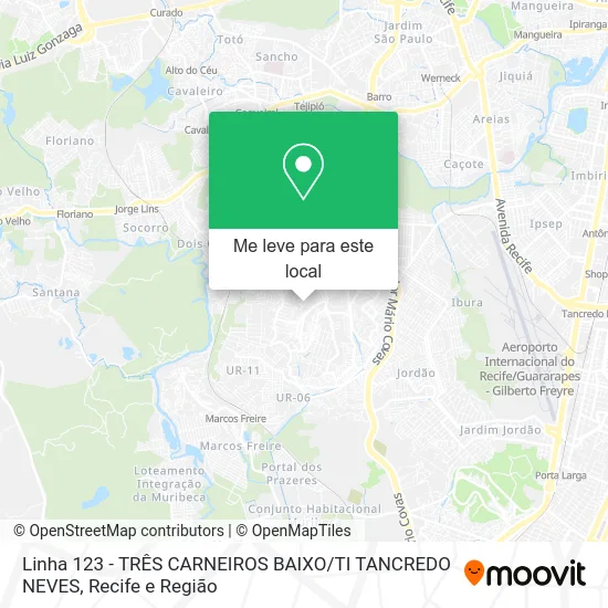 Linha 123 - TRÊS CARNEIROS BAIXO / TI TANCREDO NEVES mapa