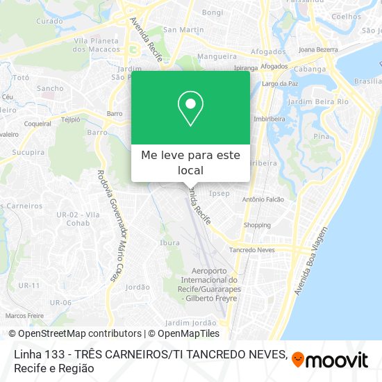 Linha 133 - TRÊS CARNEIROS / TI TANCREDO NEVES mapa