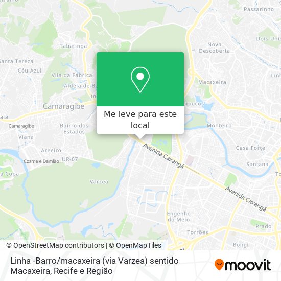 Linha -Barro / macaxeira (via Varzea) sentido Macaxeira mapa