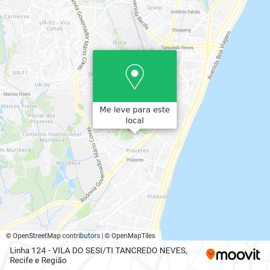 Linha 124 - VILA DO SESI / TI TANCREDO NEVES mapa