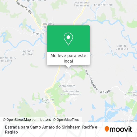 Estrada para Santo Amaro do Sirinhaém mapa