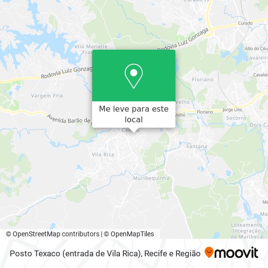 Posto Texaco (entrada de Vila Rica) mapa