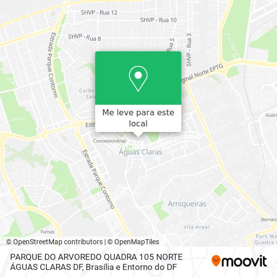 PARQUE DO ARVOREDO  QUADRA 105 NORTE  ÁGUAS CLARAS DF mapa