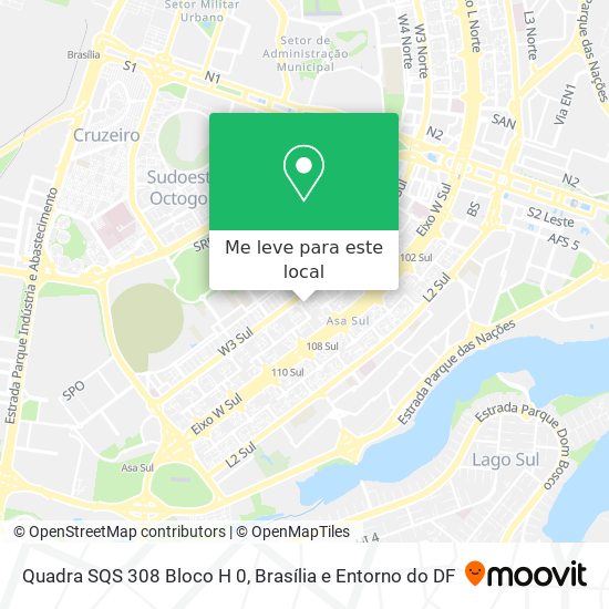 Quadra SQS 308 Bloco H 0 mapa