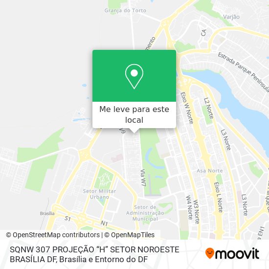 SQNW 307 PROJEÇÃO “H” SETOR NOROESTE BRASÍLIA DF mapa