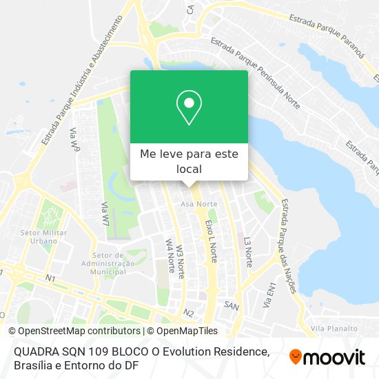 QUADRA SQN 109 BLOCO O  Evolution Residence mapa