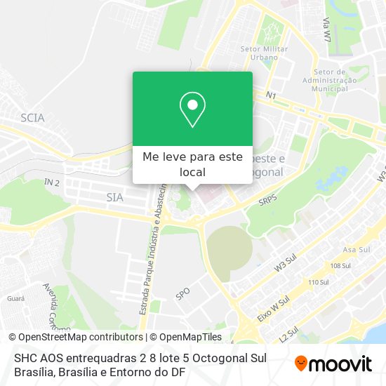SHC AOS entrequadras 2 8 lote 5 Octogonal Sul Brasília mapa
