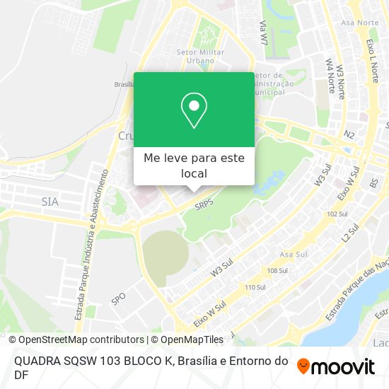 QUADRA SQSW 103 BLOCO K mapa