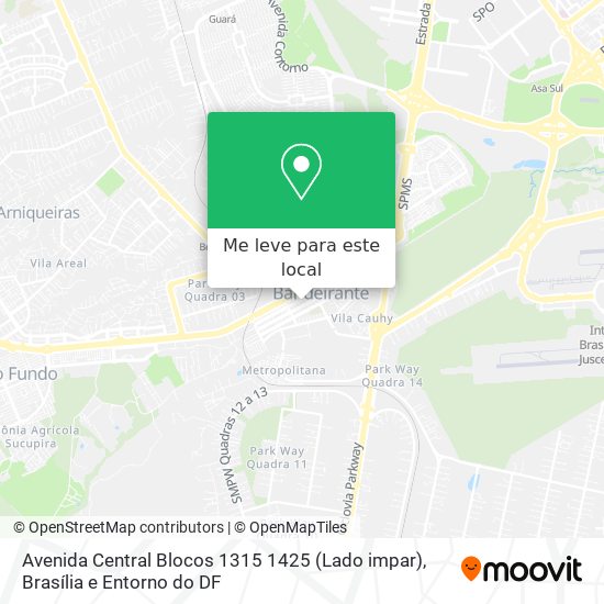 Avenida Central Blocos 1315 1425 (Lado impar) mapa