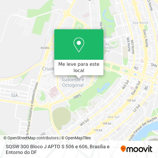 SQSW 300 Bloco J APTO S 506 e 606 mapa
