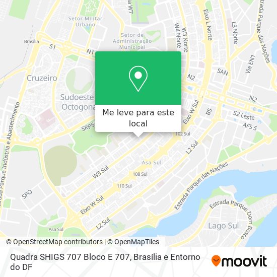 Quadra SHIGS 707 Bloco E 707 mapa