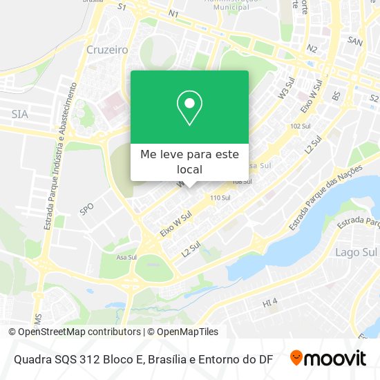 Quadra SQS 312 Bloco E mapa