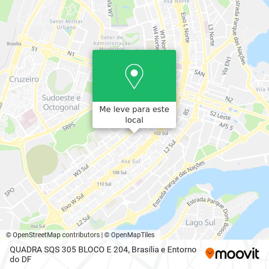QUADRA SQS 305 BLOCO E 204 mapa