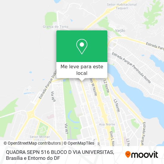QUADRA SEPN 516 BLOCO D  VIA UNIVERSITAS mapa