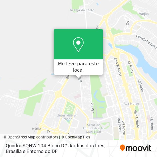 Quadra SQNW 104 Bloco D * Jardins dos Ipês mapa