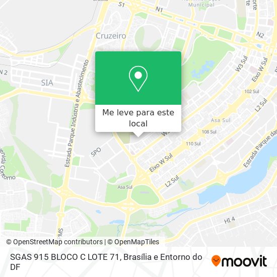 SGAS 915 BLOCO C LOTE 71 mapa