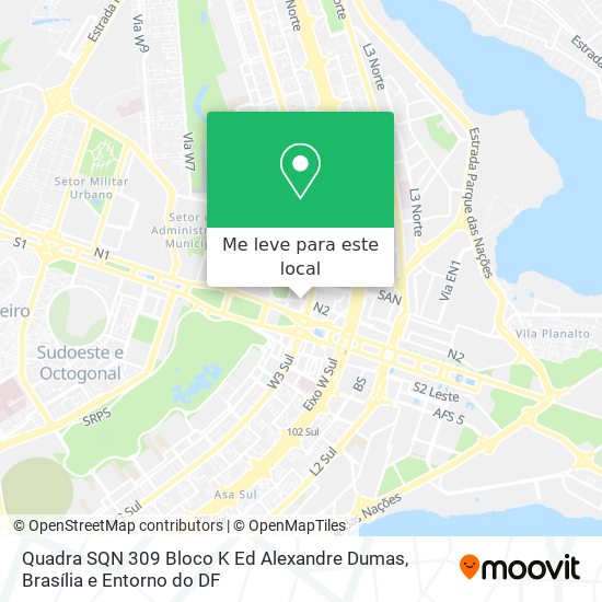 Quadra SQN 309 Bloco K   Ed  Alexandre Dumas mapa