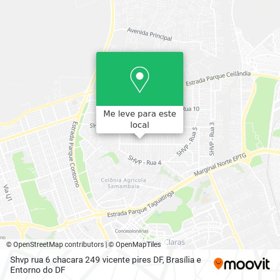 Shvp rua 6 chacara 249 vicente pires DF mapa