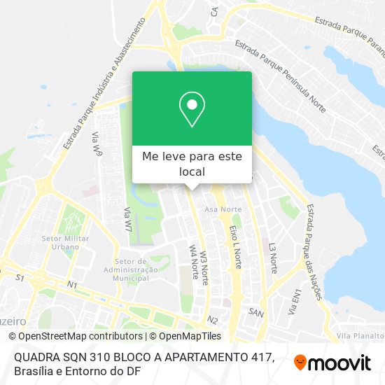 QUADRA SQN 310 BLOCO A APARTAMENTO 417 mapa