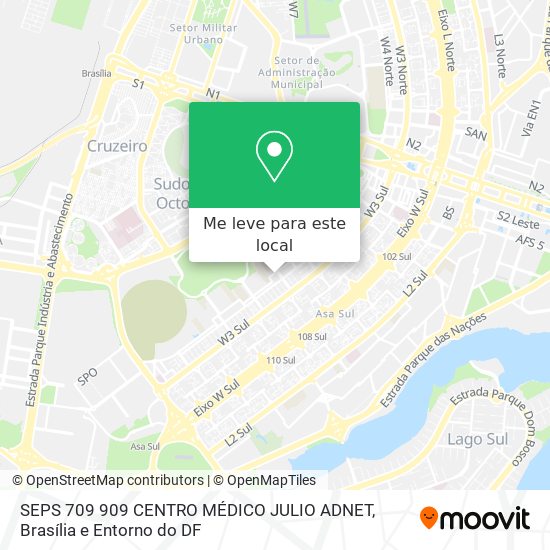 SEPS 709 909   CENTRO MÉDICO JULIO ADNET mapa