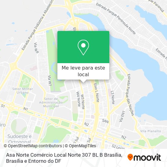 Asa Norte Comércio Local Norte 307 BL B   Brasília mapa