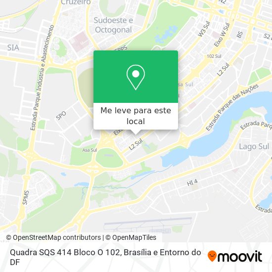 Quadra SQS 414 Bloco O 102 mapa
