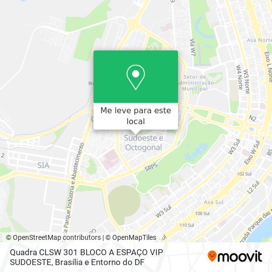 Quadra CLSW 301 BLOCO A ESPAÇO VIP SUDOESTE mapa