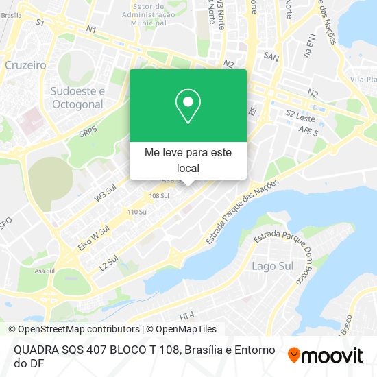 QUADRA SQS 407 BLOCO T 108 mapa