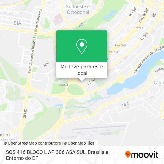 SQS 416 BLOCO L AP 306   ASA SUL mapa