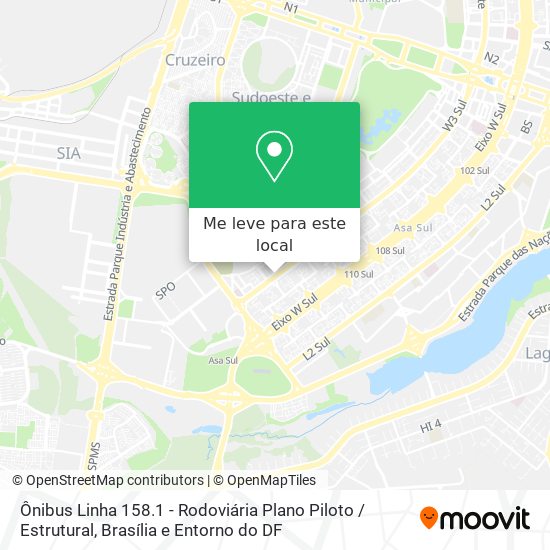 Ônibus Linha 158.1 - Rodoviária Plano Piloto / Estrutural mapa