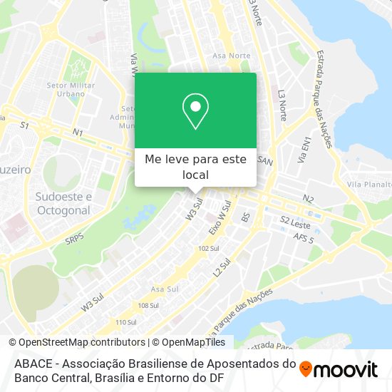 ABACE - Associação Brasiliense de Aposentados do Banco Central mapa