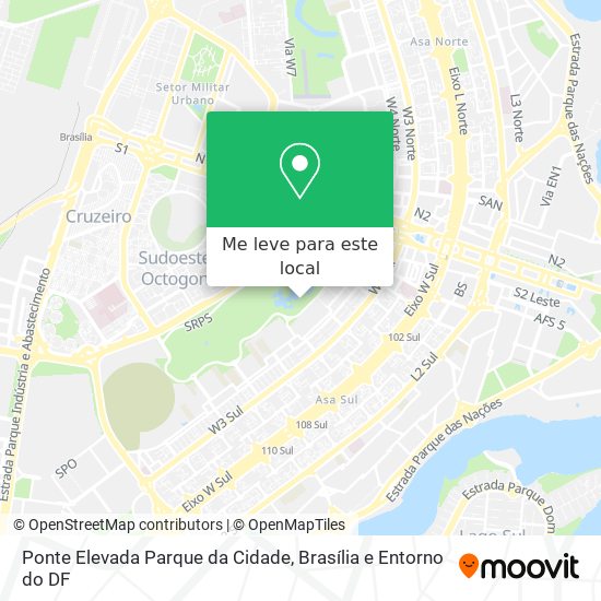 Ponte Elevada Parque da Cidade mapa