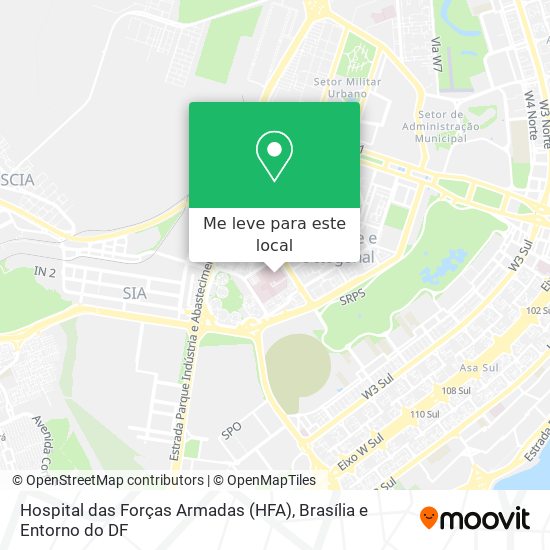 Hospital das Forças Armadas (HFA) mapa