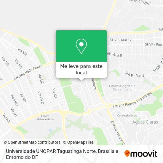 Universidade UNOPAR Taguatinga Norte mapa