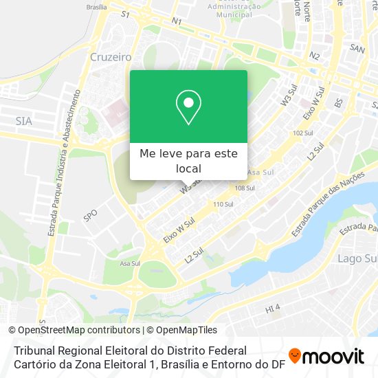 Tribunal Regional Eleitoral do Distrito Federal Cartório da Zona Eleitoral 1 mapa