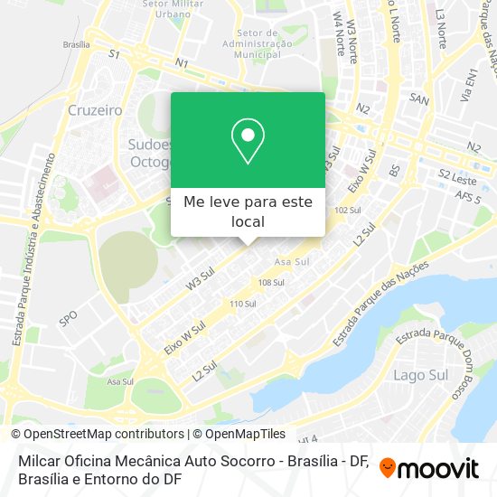 Milcar Oficina Mecânica Auto Socorro - Brasília - DF mapa