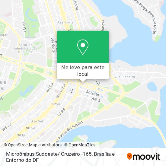 Microônibus Sudoeste/ Cruzeiro -165 mapa