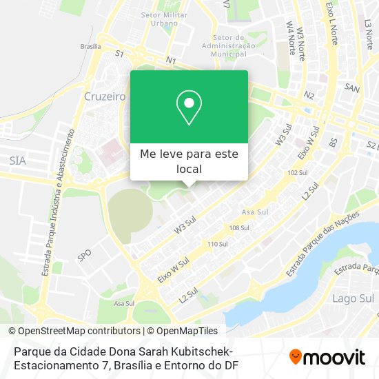 Parque da Cidade Dona Sarah Kubitschek-Estacionamento 7 mapa