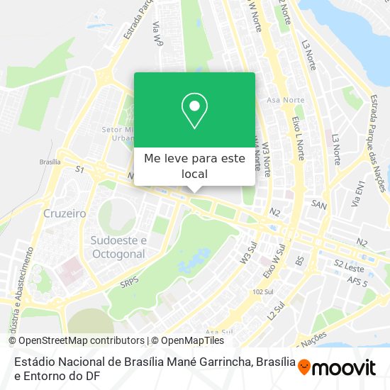 Estádio Nacional de Brasília Mané Garrincha mapa