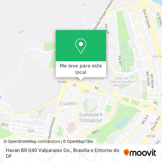 Havan BR 040 Valparaiso Go. mapa