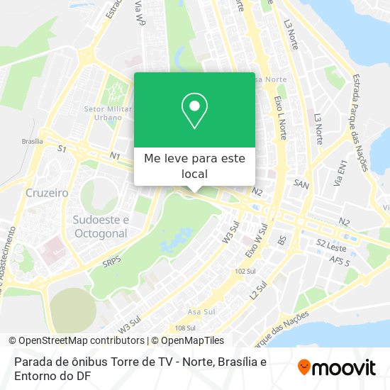 Parada de ônibus Torre de TV - Norte mapa