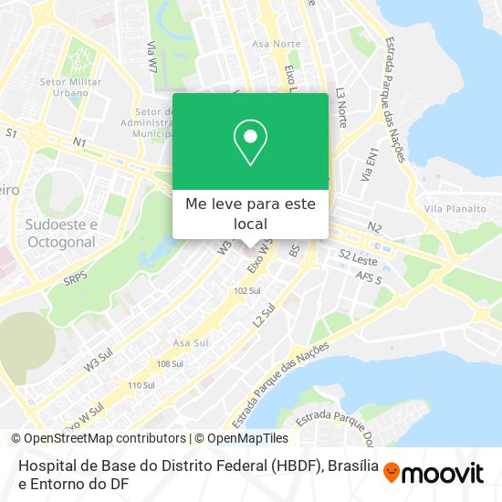 Hospital de Base do Distrito Federal (HBDF) mapa