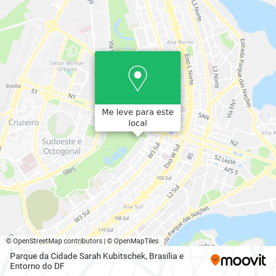Parque da Cidade Sarah Kubitschek mapa