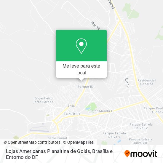 Lojas Americanas Planaltina de Goiás mapa