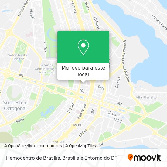 Hemocentro de Brasília mapa