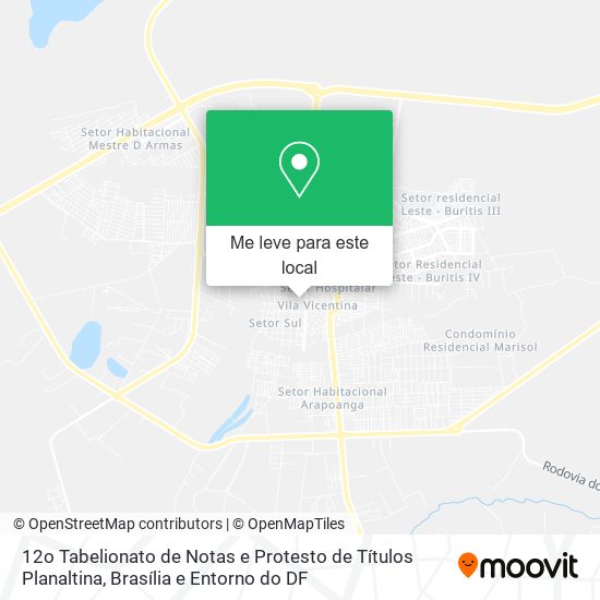 12o Tabelionato de Notas e Protesto de Títulos Planaltina mapa