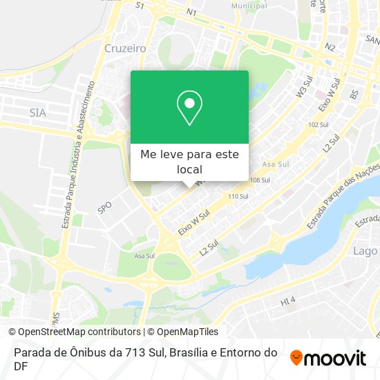 Parada de Ônibus da 713 Sul mapa