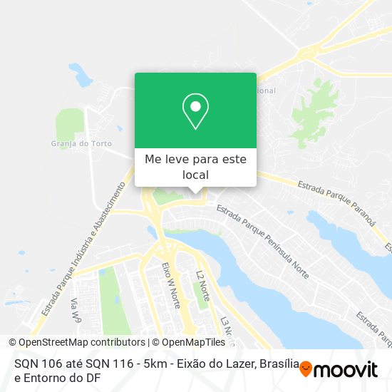 SQN 106 até SQN 116 - 5km - Eixão do Lazer mapa