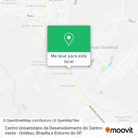 Centro Universitário de Desenvolvimento do Centro-oeste - Unidesc mapa